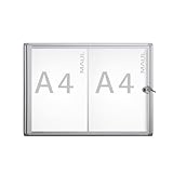 MAUL Schaukasten A4 MAULextraslim | Schaukasten Vitrine mit 2 x DIN A4 Seiten | Infotafel mit Aluminiumrahmen und Glastür | Platzsparende flache Bauweise | Abschließbar mit Schloss | Aluminium