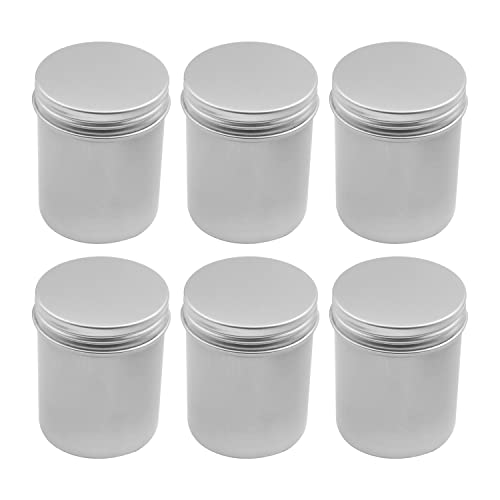 Othmro 6pcs Aluminium Tin Jars, 2.7oz Small Containers Tins with Screw Lids, Empty Can Travel Tins for Candles, Cosmetic, Soap Silver (80ml/2.7oz)
