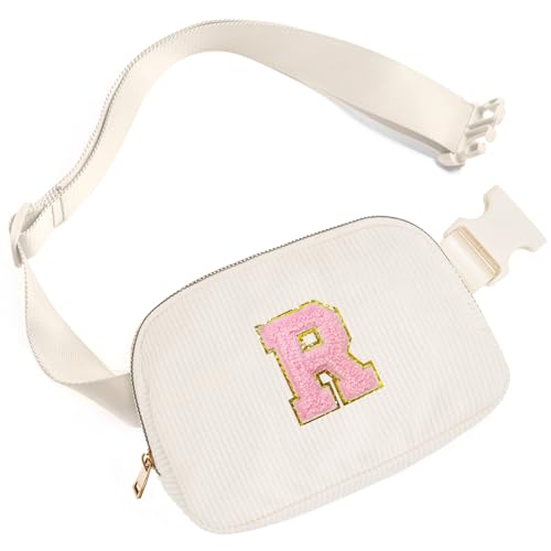 Image of Gitus Gifts for Teen Girls 10-12 12-14 14-16 16-18 Birthday Gifts for Girls Women Sister Teacher Initial Belt Bag Fanny Pack Crossbody Bags for Teen Girl Gifts Trendy Stuff Travel Essentials (Ivory-R)