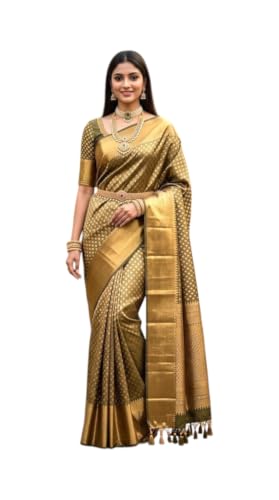 Image of VFCollections Women's Kanchipuram Silk Saree With Blouse Piece
