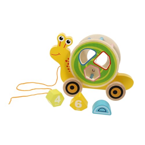 HANABASS 1Pc Pull Along for Cartoon Snail Design Educational Shape Recognition Pulling Car Fun Trailer Present