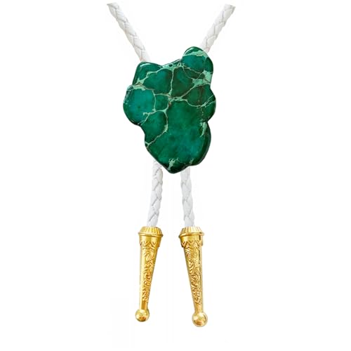 Image of Daisy Del Sol Gemstone Bolo Tie Braided Vegan Faux Leather Natural Stone Gold Handmade Necklace Adjustable Boho Western Jewelry