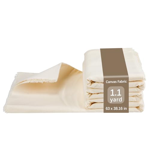 1.1 YD Canvas Fabric Premium 10oz Natural Cotton Duck Canvas 62 Inch Wide Heavy Sewing Material for Arts & Crafts Backings Covers Home Decoration (1.1 YD)