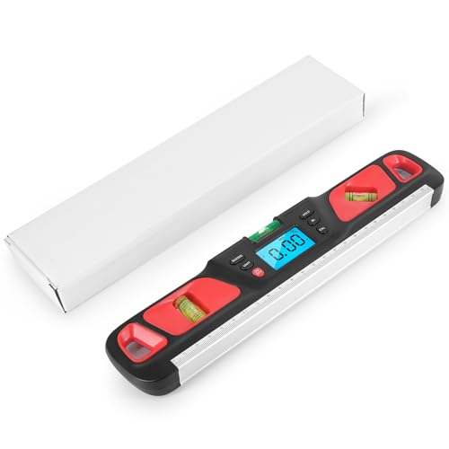 Protractor HW 200 digital level angle ruler Digital Angle Finder Stainless steel level ruler Digital protractor (Red)