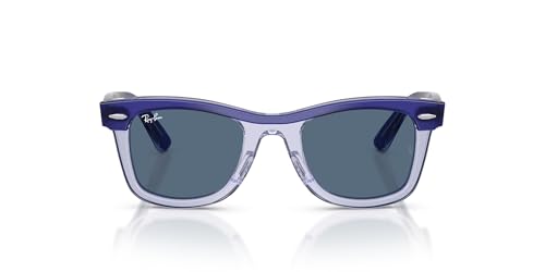 Ray-Ban Kids RJ9140S Street Neat Square Sunglasses, Blue On Transparent Blue/Dark Blue, 45 mm