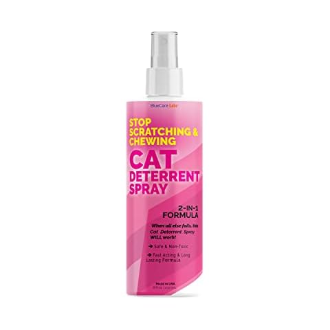 Stop Scratching Cat Spray to Keep Cats Off Furniture, Non-Toxic Cat Spray Deterrent, Stops Chewing Cords, Plants and More, Indoor and Outdoor Safe, Lemongrass Scent, Made in USA Cover