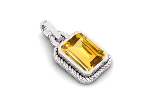 11.00 Ratti Natural Citrine Sunela Ashthadhatu Silver Plated Pendent for Men & Women