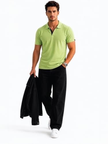 Image of Status Quo Men's Polo T-Shirt | Rich Cotton Blend | Slim Fit | All Day Comfort | Contrast Inner Placket | Polo Collar