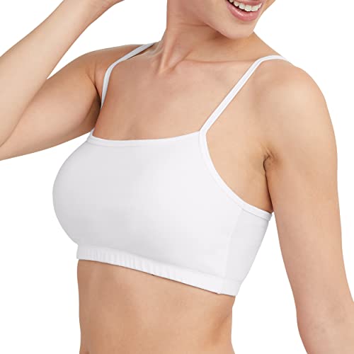 Hanes Womens Comfortflex Fit Bralette Pack, Stretch Cotton Low-Impact Bra, Moisture-Wicking Cotton Bralette, 3-Pa Bra, 3-Pack - String Crop Black/Fantastic Fuchsia/White, Large Us #TOP2