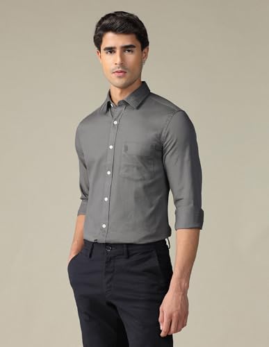 Image of U.S. Polo ASSN. Solid Tailored Fit Cotton Shirts for Men - 100% Cotton, Full Sleeve Mens Casual Shirts