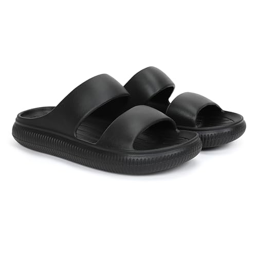 Image of Aqualite Men's Slides Slippers | Slip-On Comfort Flipflop Flat Base, Anti-Skid Sole & Lightweight | Casual Home & Outdoor Sandal for Men