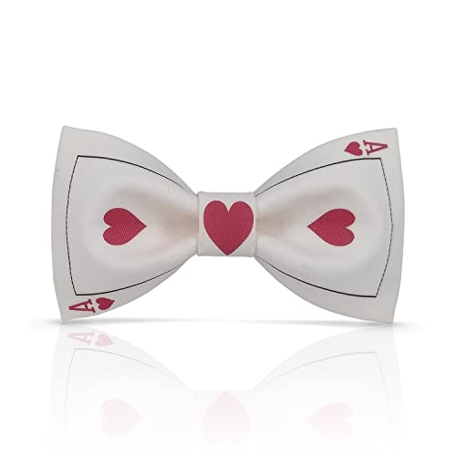 Lanzonia Fun Casino Bow Ties for Men Original Designer Print Funny Ace of Hearts Patterned Pre-Tied Particular Fantasy Theme Bowties with The Humorous Poker Motif for Party Holiday Birthday