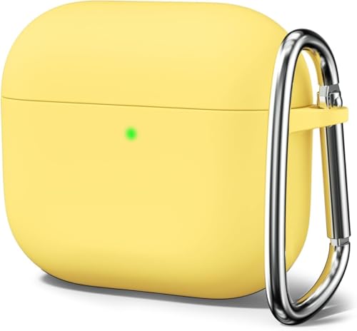 Image of Meyaar for Apple AirPods Pro 3 ​​​​​​​Case Cover with Keychain, Soft Skin Silicone Case Cover, Full Protective Case Cover Compatible with AirPods Pro (3rd Generation) Case 2025 (Yellow)