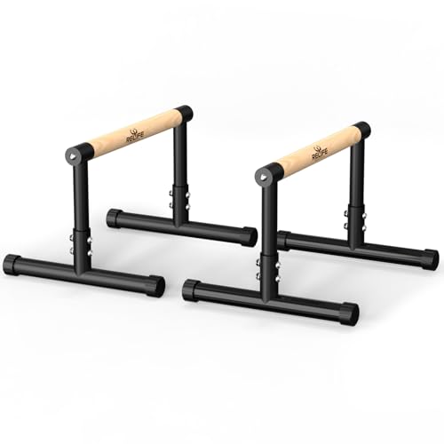 RELIFE REBUILD YOUR LIFE Dip Barres Parallèles Station Calisthenics Parallettes Bars Musculation Maison Pliables Street Workout Fitness Domicile Pectoraux (Black-3)