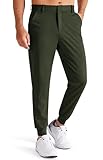 Libin Men's 4-Way Stretch Golf Joggers with Pockets, Slim Fit Work Dress Pants Athletic Casual Yoga Sweatpants for Men, Dark Green L