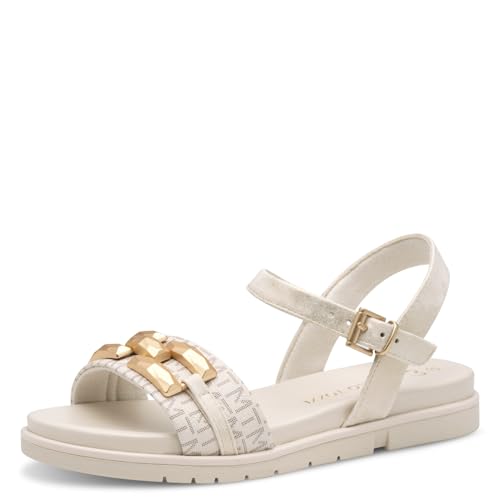 MARCO TOZZI Sandali da donna piatti con fibbia estiva, Cream Comb, 39 EU