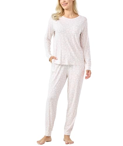 Image of GYS Bamboo Viscose Sleep Sets for Women Long Sleeve Crew Neck Pajama Sets with Pockets