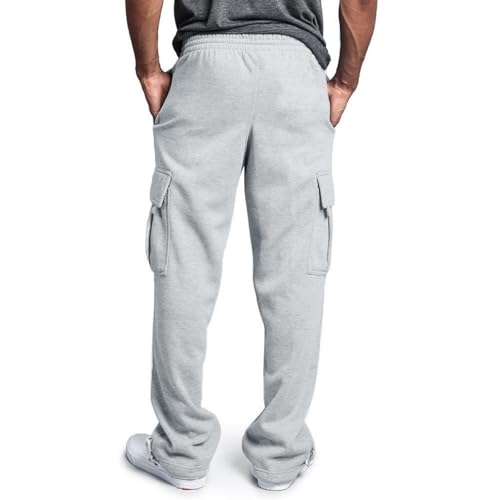 Men's Baggy Cargo Sweatpants Drawstring Waist Joggers Open Bottom Athletic Sweat Pants with Pockets, S-5XL4