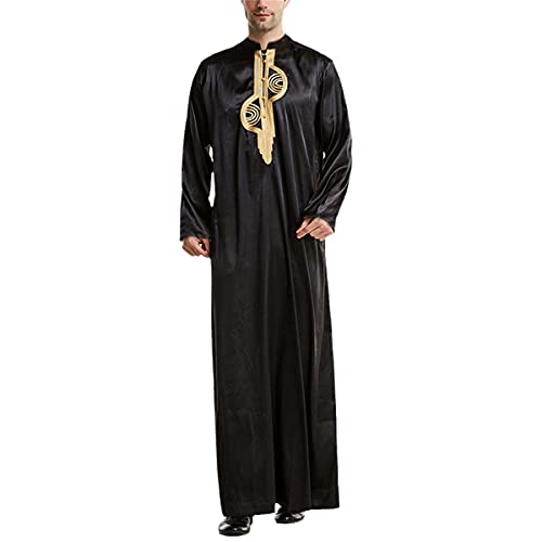 Caftan ample patchwork homme noir XXXXL en jubba thobe islamique vintage