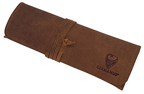 GERMANUS Federmäppchen Strap, Leder - Made in EU (Wildes Braun)