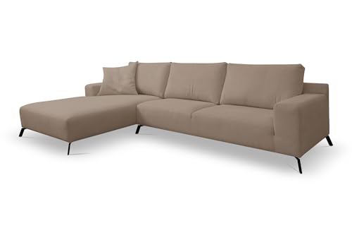 VENASI MÖBEL Canapé d'angle, sans fonction de couchage gauche/droite, en forme de L, marron, gauche
