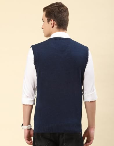 Image of Monte Carlo Men Regular Fit Sleeveless Solid V Neck Winter Sweater (Pack of 1)