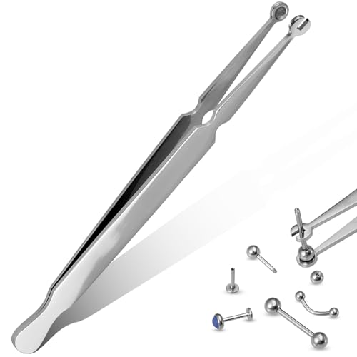 Mumjooyi Alicates Joyeria Piercing Joyería Cambio Herramienta Alicates para Perforar Pelotas Acero Inoxidable para Piercings en Orejas, Lengua, Nariz, Alas, Cejas, Labio y Ombligo