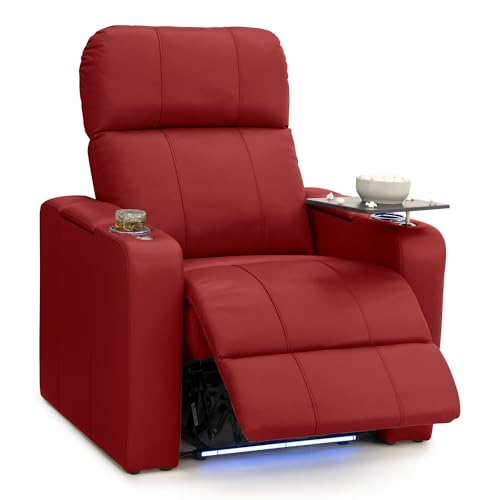 Image of Seatcraft Monterey Home Theater Seating Red Single Recliner | Italian Leather, Wall Hugger, Zero Gravity, Powered Headrest, Power Recline, Zero Gap, USB charging
