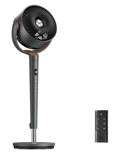 Dreo Fan for Bedroom, 120° Oscillating Standing Fan, DC Motor, Quiet Pedestal Fans, 9 Speeds, 4 modes, 20dB Low Noise, Floor Fan for Whole Room, 37-42'' Adjustable Height, 9H Timer
