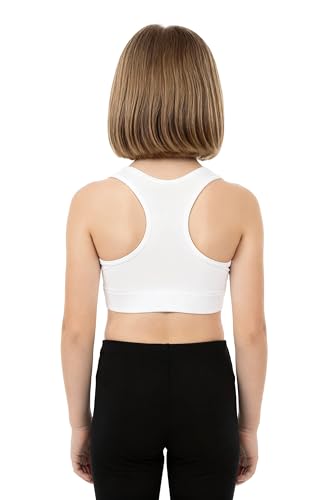Kurve Girl’s Stretchy Crop Racerback Undershirt Training Sports Bra, UV Protective Fabric, UPF 50+, Made in USA,