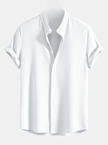 Image of GRECIILOOKS Men's Polycotton Regular Fit Casual Shirt | Stylish | Printed | Solid | Short Sleeve | Trendy (Available in Plus Size)