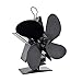 Ventilatore Efficiente per Stufa, Funzionamento Silenzioso Ventilatore per Stufa a 4 Lame Alimentato a Calore per Legna/Bruciatore a Ceppi/Camino, 3 Colori (Color : Black)