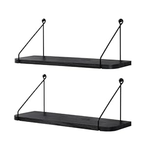 SUMGAR Etagère Murale Noire étagères murales flottantes en Bois étagère Murale rangées étagère Murale dans la Chambre 42 cm capacité de Charge 18 kg