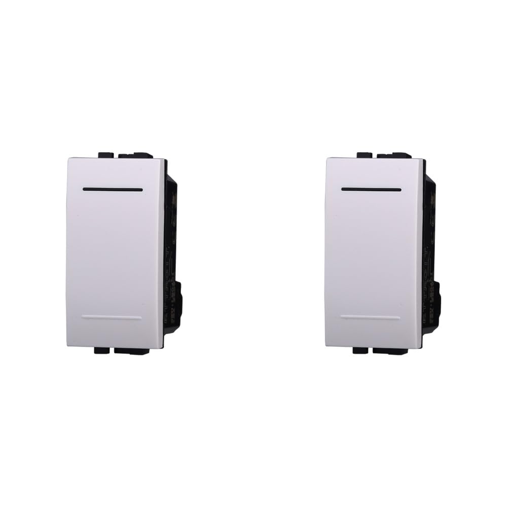 IXTRIMA Single Pole Switch 1P 16A Wall Switch Compatible with Bticino Living Light, White, Set of 2