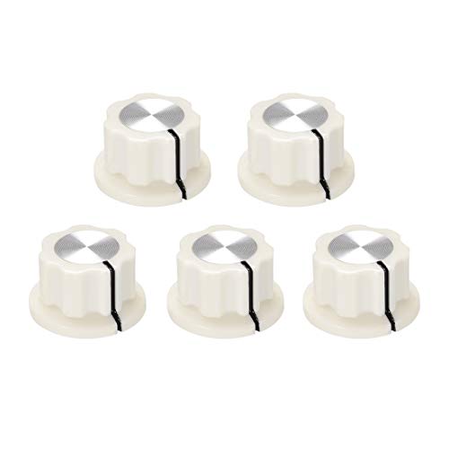 guitar pedal knob replacement - uxcell 5pcs 6.4mm Shaft Hole Potentiometer Volume Control Rotary Knobs Effect Pedal Knobs Cream