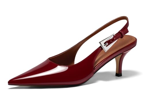 Image of Coutgo Womens Slingback Heels Kitten Low Heel Dress Shoes Closed Pointed Toe Buckle Pumps Work Wedding Shoes