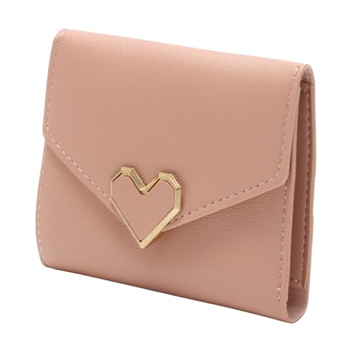 1Pcs Money Wallet 3-Fold Heart-Shaped Card Holder PU Leather Pink 11.5x9cm2