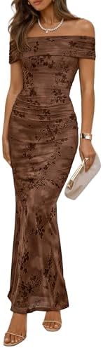 ZESICA Women's Summer Off Shoulder Floral Bodycon Maxi Dress 2026...