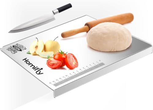 Image of HOMIFLY 304 Stainless Steel Chopping Board for Kitchen /Countertop Non-Slip Cutting Board /Food-Grade & Double-Sided Kitchen Chopper for Vegetable, Fruit, Bread, Meat & Kneading Dough (Small)