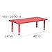 Flash Furniture Emmy 24''W x 48''L Rectangular Red Plastic Height Adjustable Activity Table Set with 6 Chairs