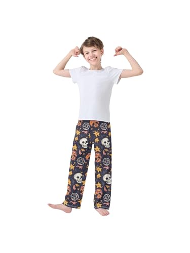 Vintage Skull Star Leaf Boys Pants for Kids Jogger Pants with Pockets S3