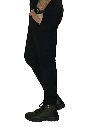 Image of 6 Pocket Regular Fit Cotton Cargo Jogger Pants for Men. Design for Casual and Sporty Looks. (Black)
