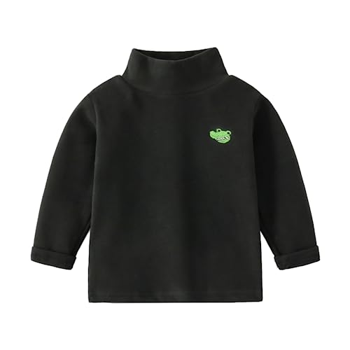 Meufam Little Boys Girl Turtleneck Solid Color Long Sleeve T Shirt Thermal Tops Kids Sweatshirt Unisex Blouse Tunic (Black,110/3-4 Y,Unisex,Big Kid,US,Age,3 Years,4 Years)