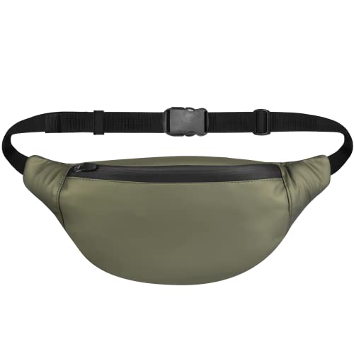 Image of Unisex Waist Pack Travel Handy Hiking Zip Pouch Elegant Style Document Money Phone Belt Sport Bag Bum Bag for Men and Women Nylon Adjustable Strap (Green Iridescent)