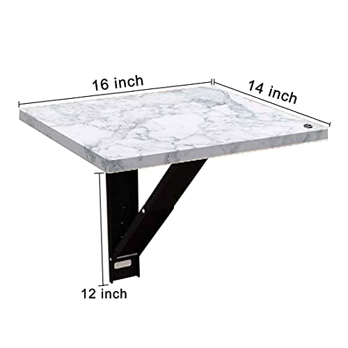 Image of Nutcase Designer Floating Bedside Table for Bedroom Small Wall Mounted Bedside Tables Folding (Set of 2) - White Grey Effect