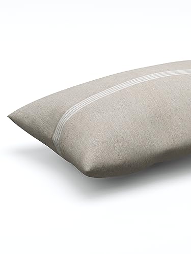 Image of 180 TC Pillow Cover Set of 2 | Pillow Cover Cotton 100% | Pillow Cover Set of 2 King Size | Wrinkle Free & Fade Resistance | Striped Pattern | Standard Size | All Season Use (Light Grey)