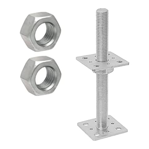 Heavy Duty Galvanised Adjustable up to 25cm Bolt Down Post Support Base Bracket 110mm x 250mm fi 24mm (4 1/4") Cover