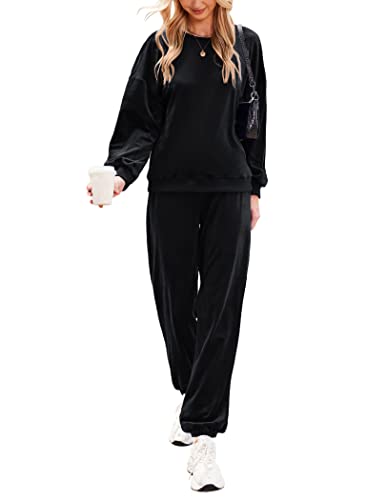 Beyove Women Velour Sweatsuits 2 Piece Tracksuit Sets with Pockets Sweatshirt & Sweatpants Leisure Jogger Outfits S-XXL