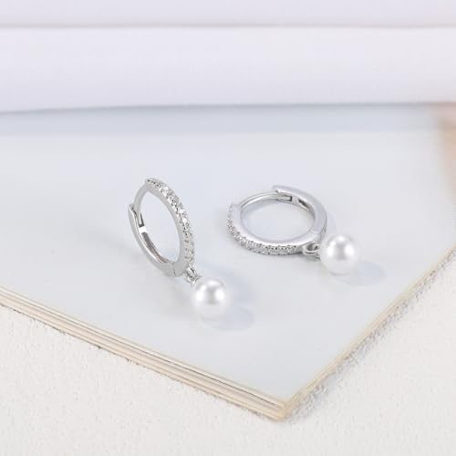 Dainty Huggie Hoop Earrings with Dangle for Women, Solid 925 Sterling Silver Small Huggie Earring with Drop Charms Jewelry Gift for Her3