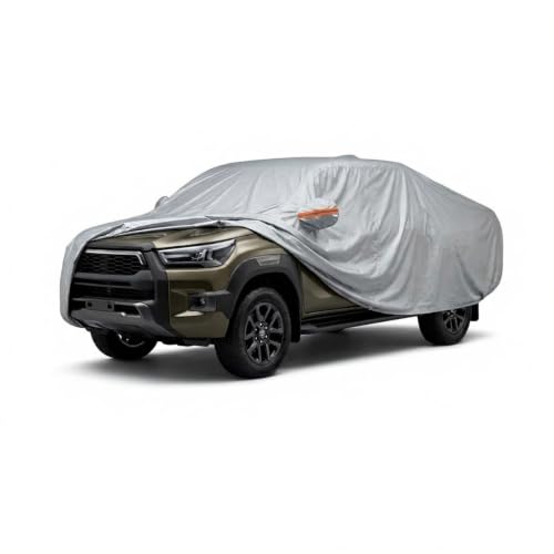 Image of myTVS 100% Waterproof Car Body Cover for Toyota Hilux - Custom-Fit, Double-Layer, UV & Dust Proof, Mirror Pockets & Elastic Clip Lock (CSK 12)